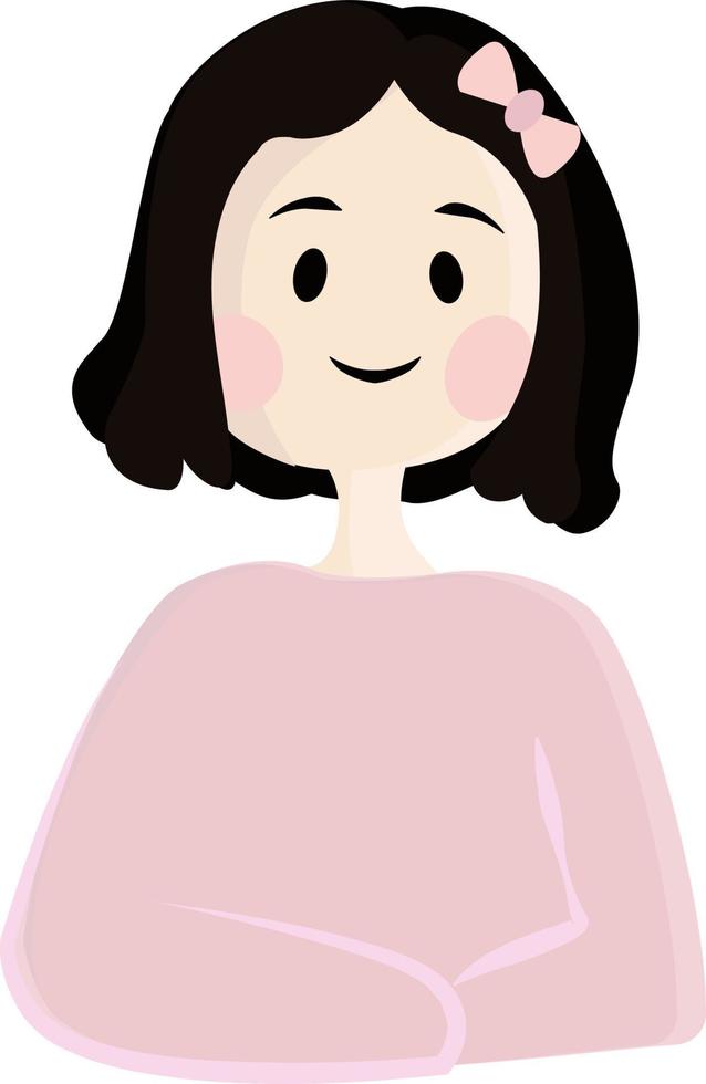 Girl in pink, illustration, vector on white background.