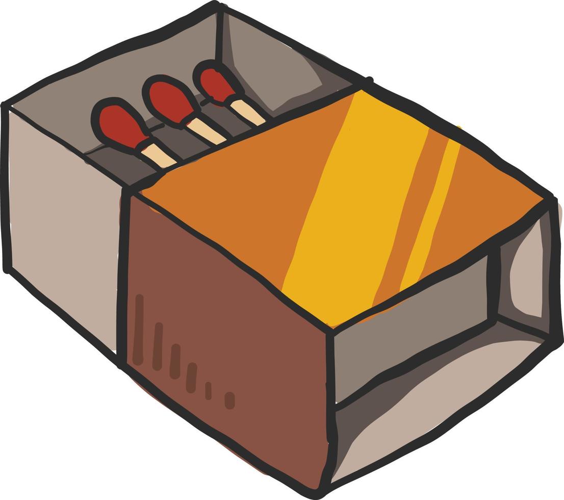 Box with matches, illustration, vector on white background