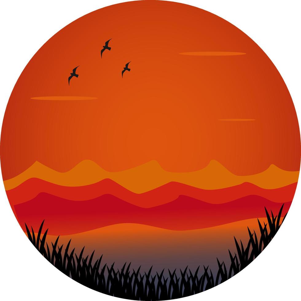 Pretty sunset ,illustration, vector on white background.