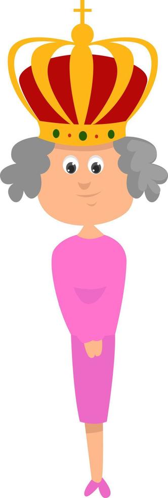 Queen with crown, illustration, vector on white background