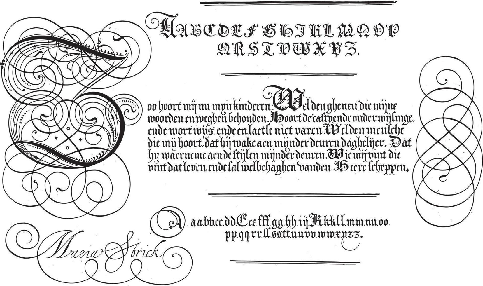 ejemplo de escritura con z mayúscula, ilustración vintage. vector