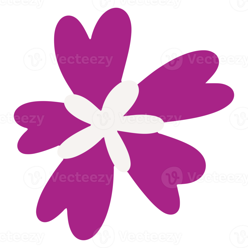 Cute violet flower in trendy hand drawn illustration for design element png