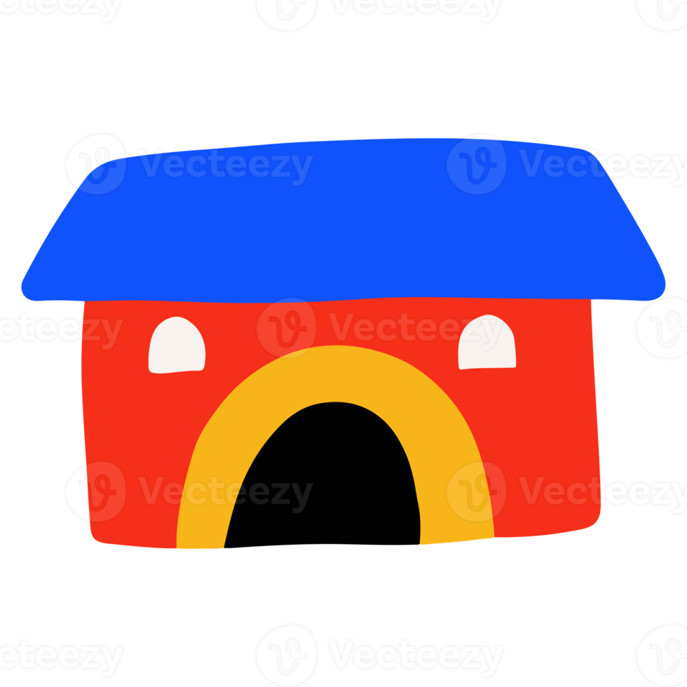 Cute house in naive style illustration design. Trendy childish hand drawn clip art for design element and ornament png