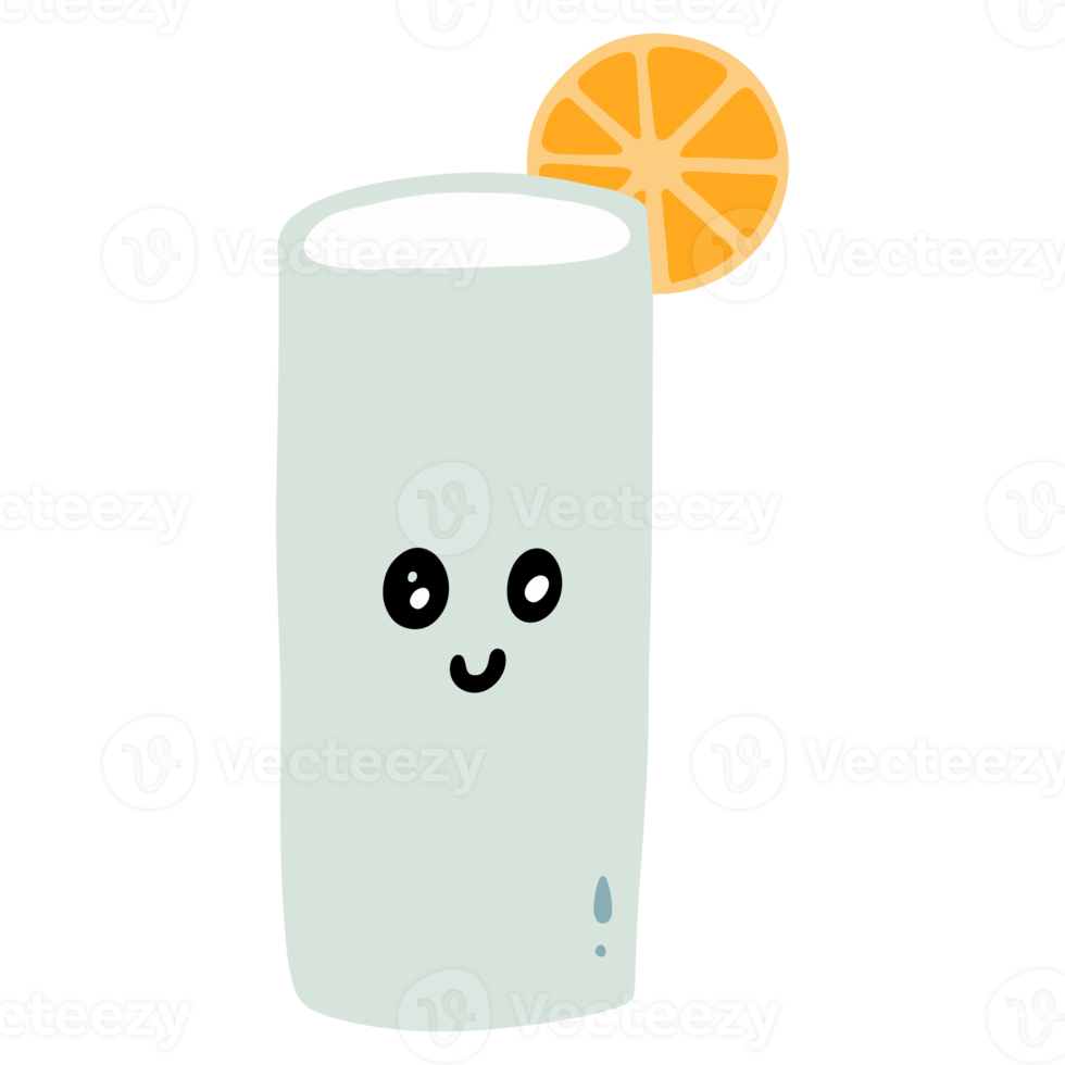 xícara de design de ilustração de personagens de suco de laranja feliz. png