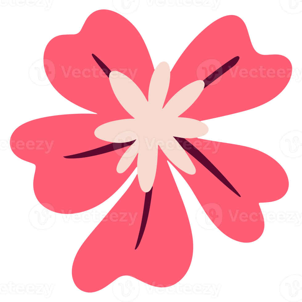 Cute cosmos flower in trendy hand drawn illustration for design element png