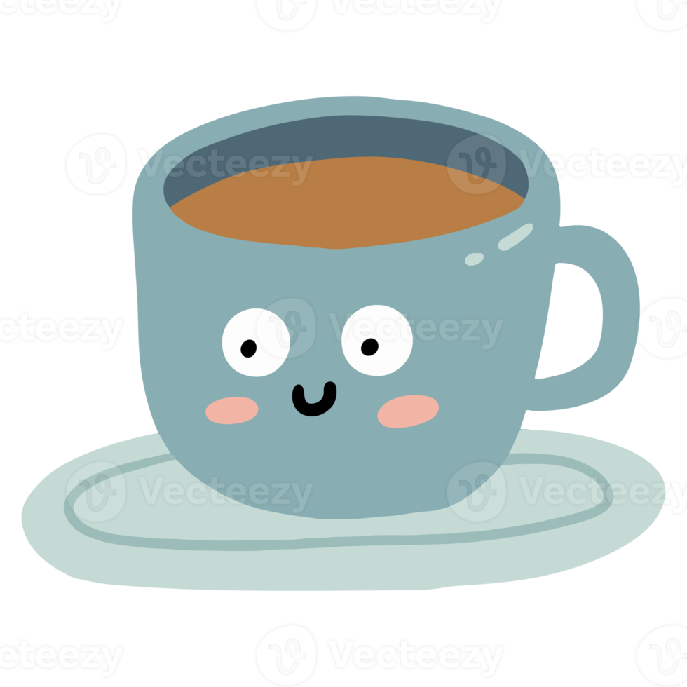 Cup of happy coffee character illustration design. png