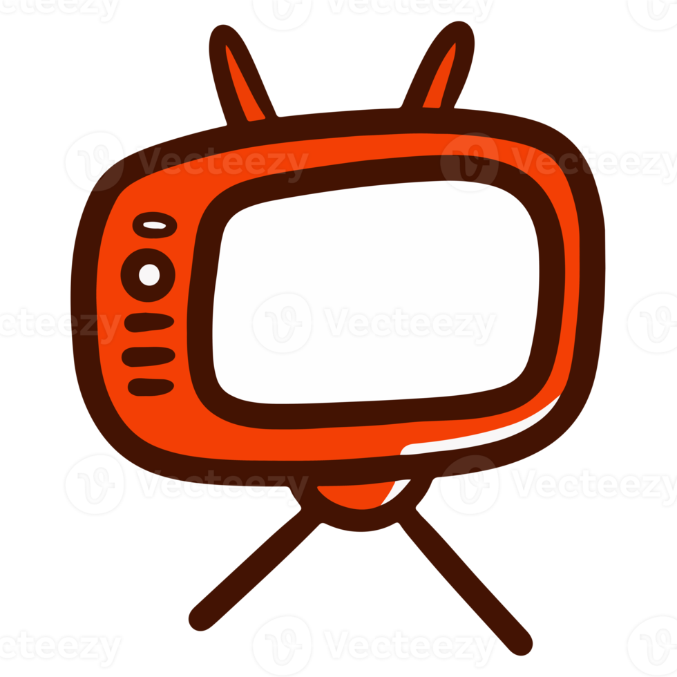 television device in old school illustration design png