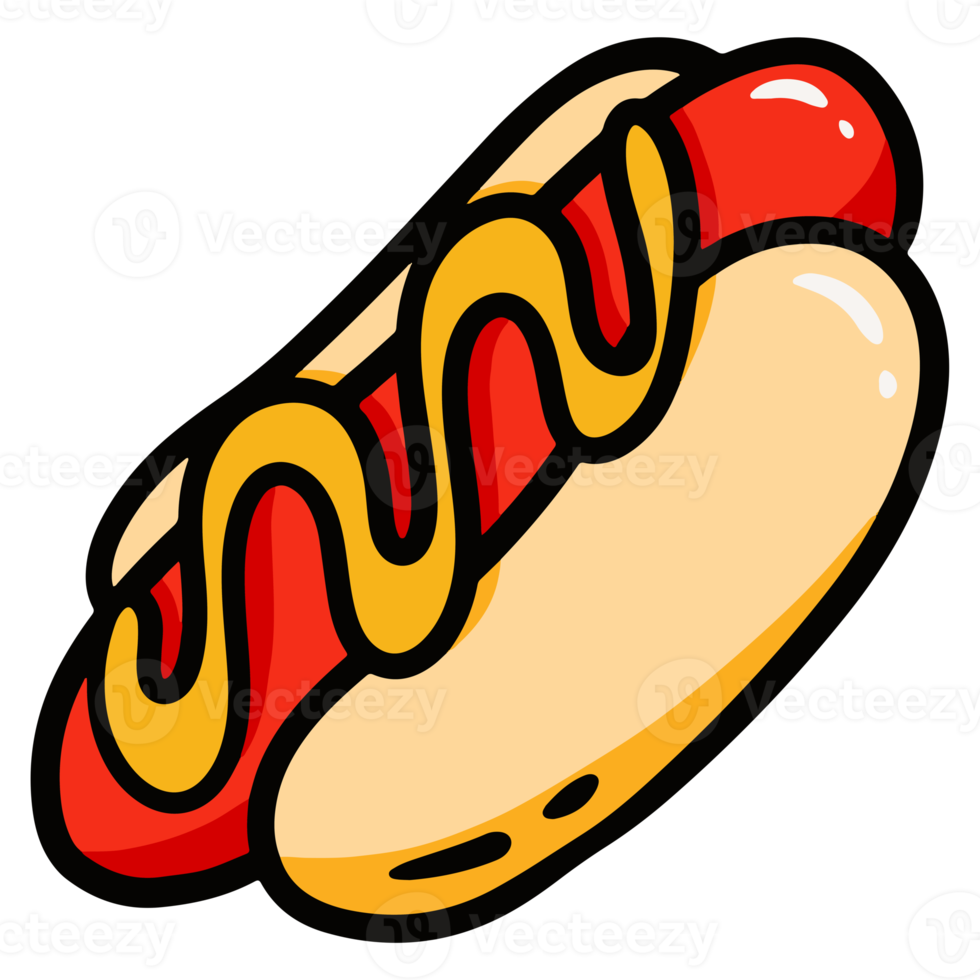 hot dog para un sabroso diseño temático de comida rápida. diseño de ilustración dibujado a mano png
