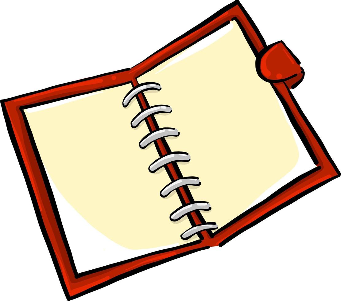 Open notebook, illustration, vector on white background