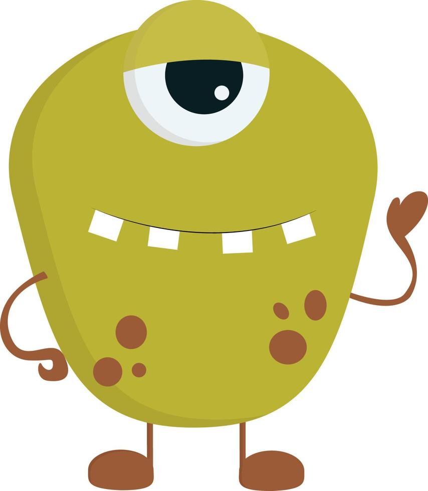 Yellow and brown monster, vector or color illustration.