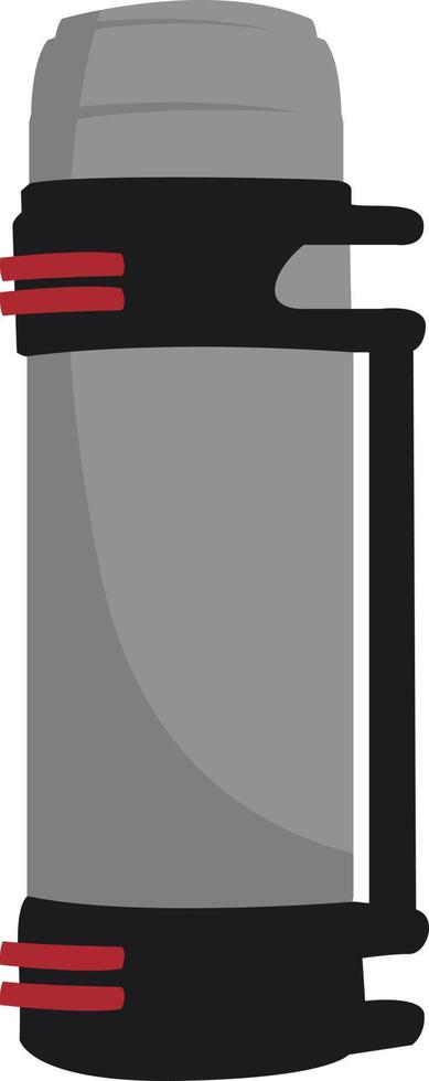 Gray thermos, illustration, vector on white background.