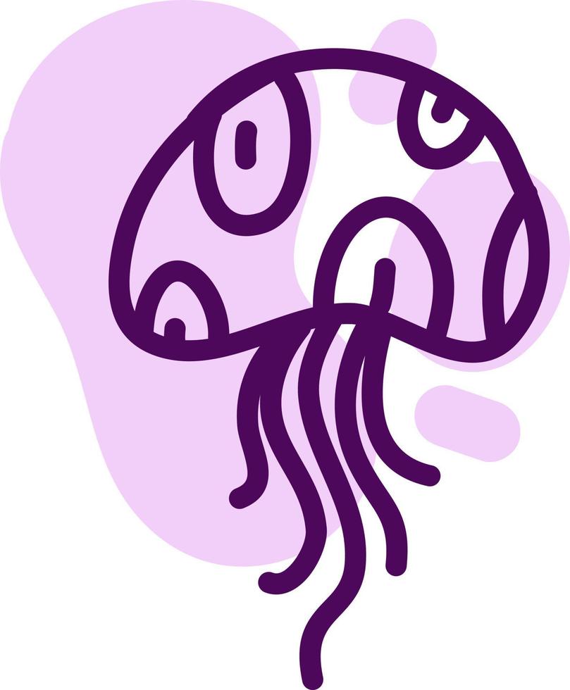Purple medusa with long tentacles, illustration, vector on white background.