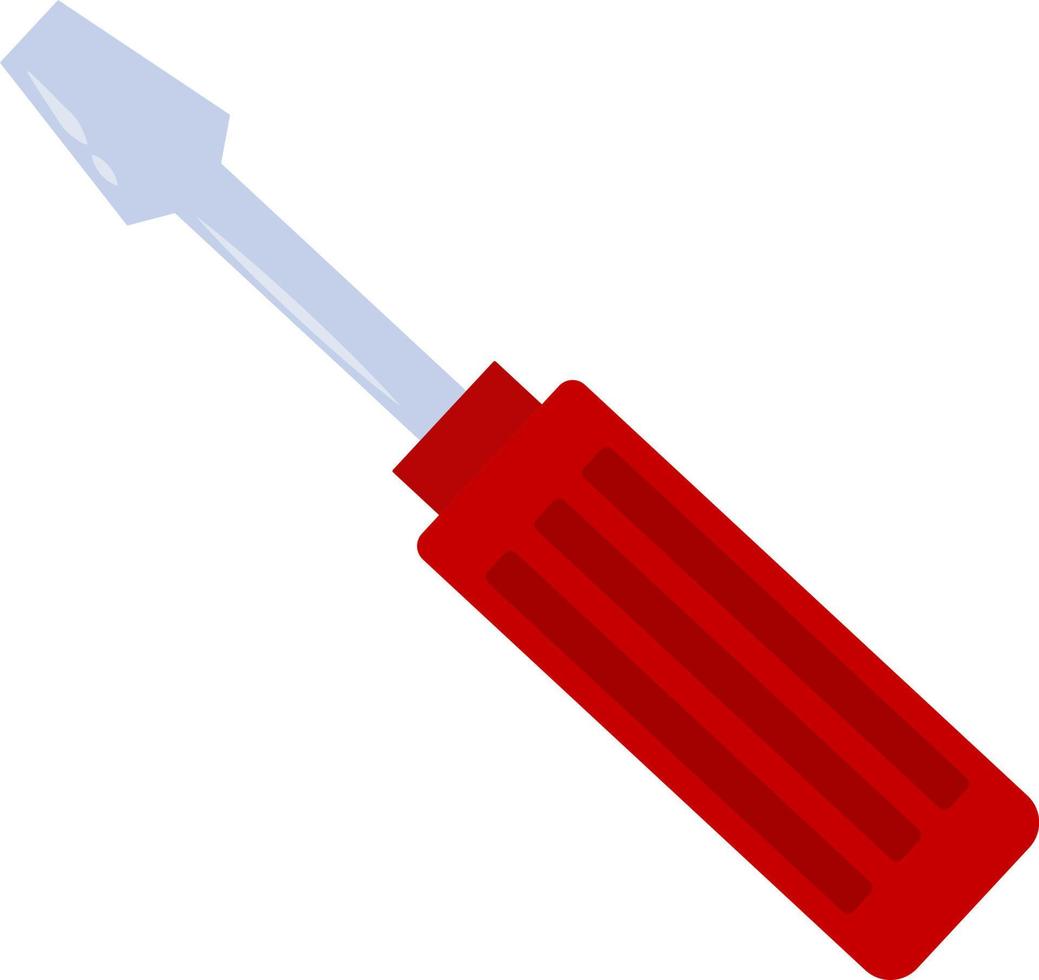 Red screwdriver, illustration, vector on white background.