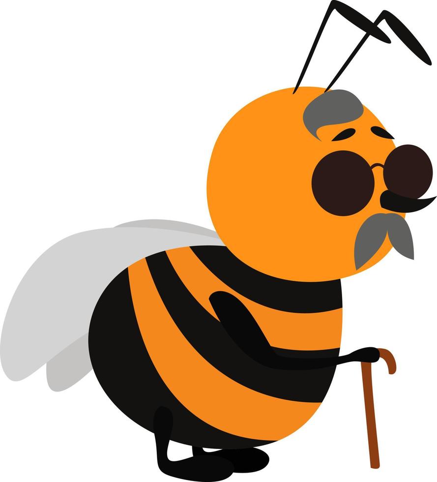 vieja abeja ciega, ilustración, vector sobre fondo blanco