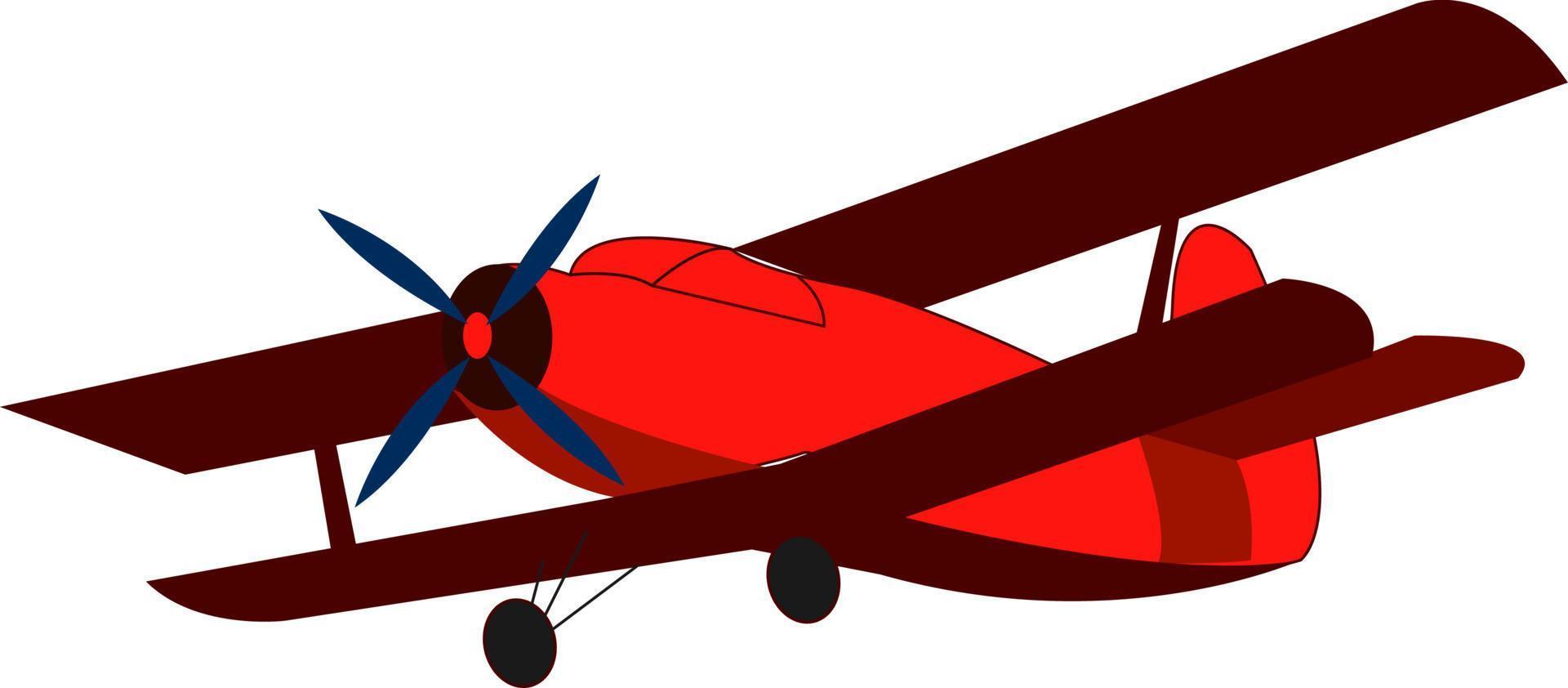 Red retro airplane, illustration, vector on white background.