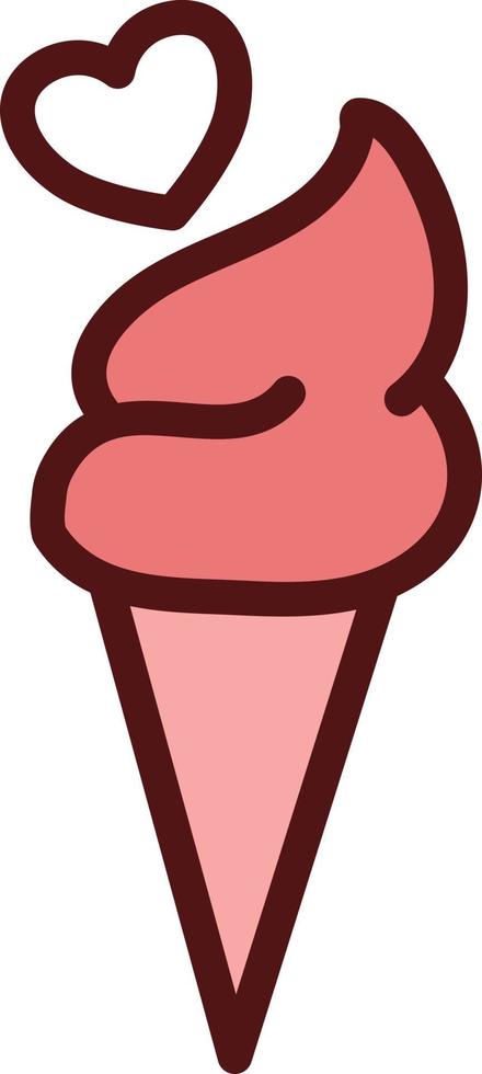 Valentines day ice cream, illustration, vector on a white background.