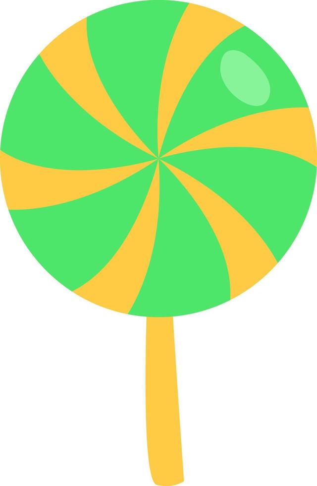 Round green lolipop, illustration, vector on a white background.