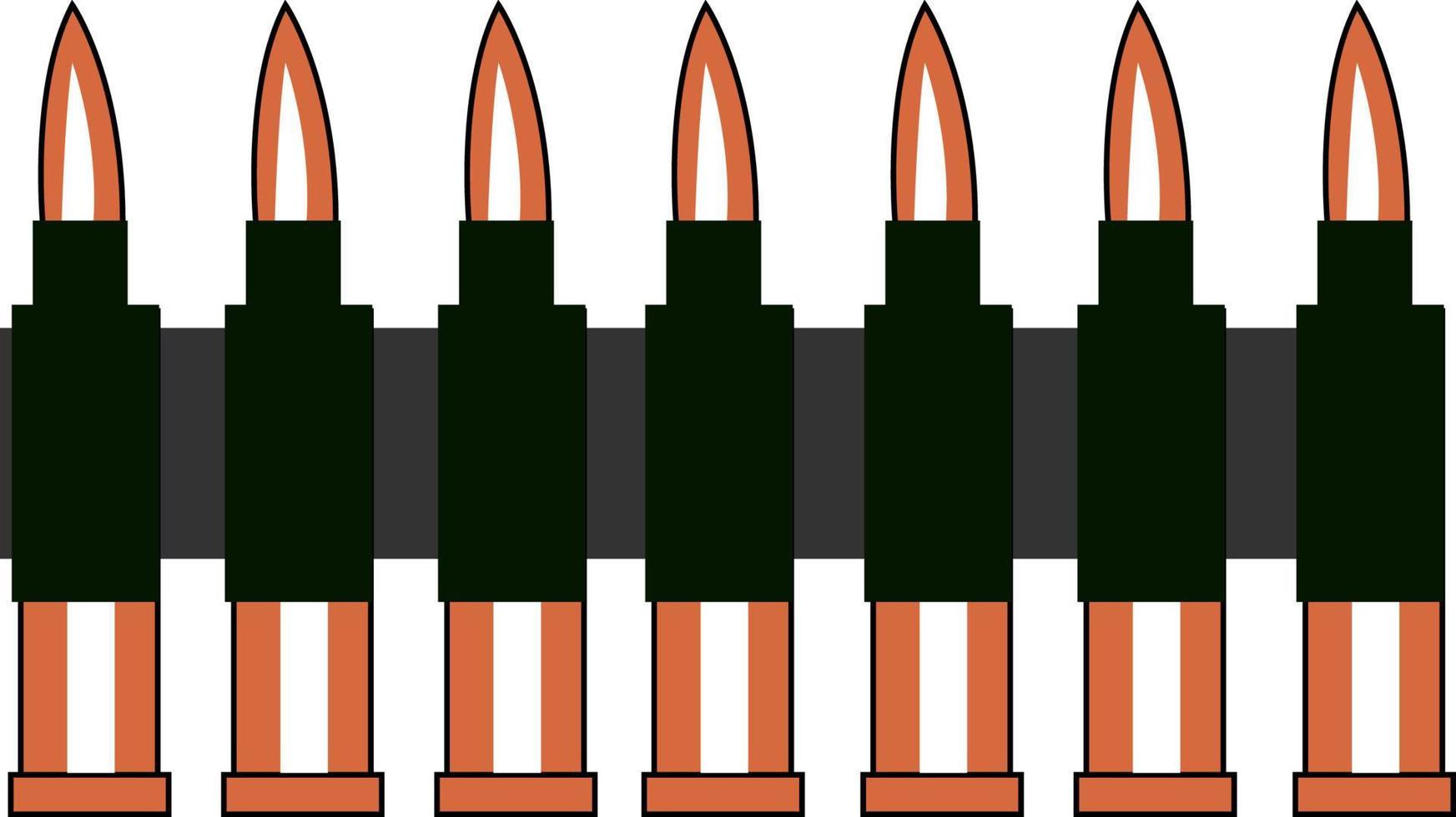 balas de ametralladora, ilustración, vector sobre fondo blanco.