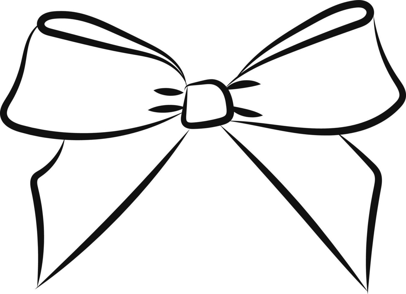 Bow drawing, illustration, vector on white background.