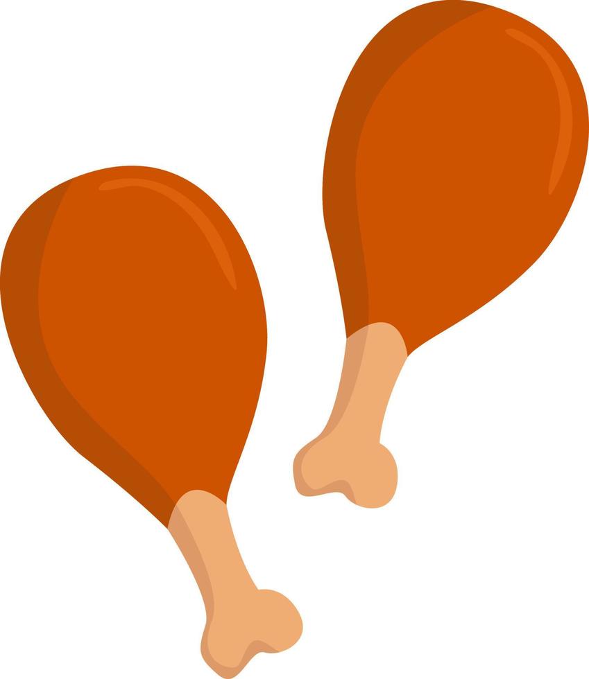 Chickens leg, illustration, vector on white background.