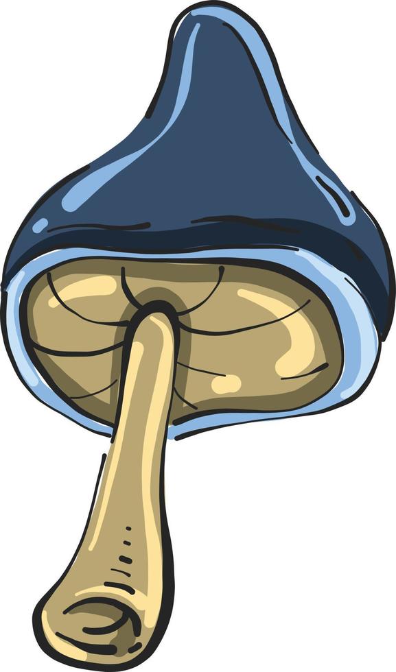 Blue mushroom, illustration, vector on white background.