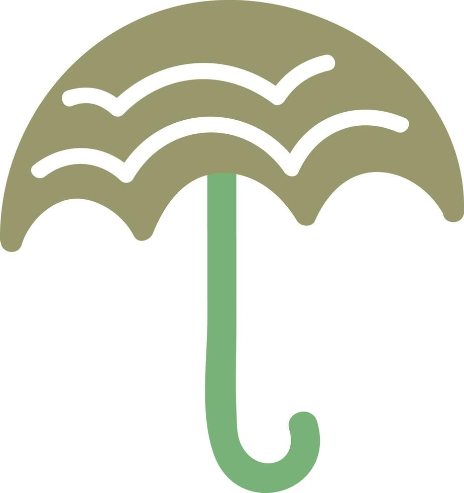 Dirty green umbrella with white stripes, illustration, vector on a white background.