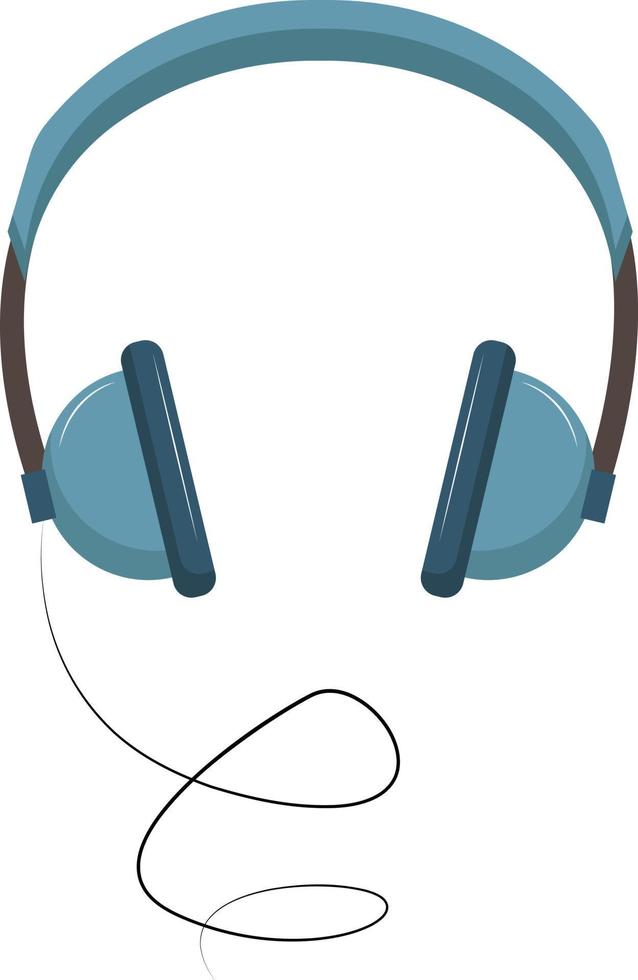 Blue headphones, illustration, vector on white background.