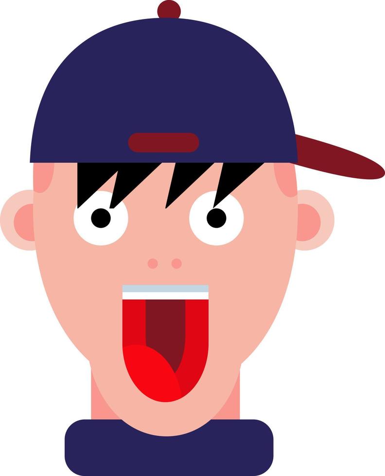 Surprised boy with hat, illustration, vector on a white background.