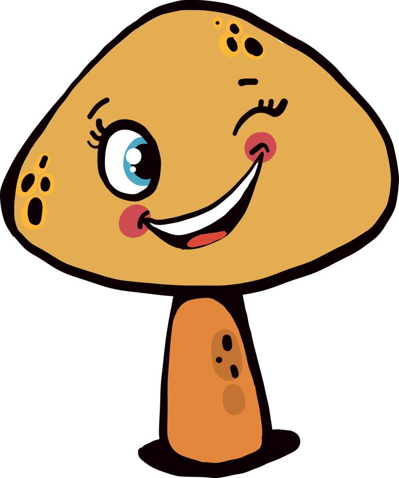 Winking mushroom, illustration, vector on white background