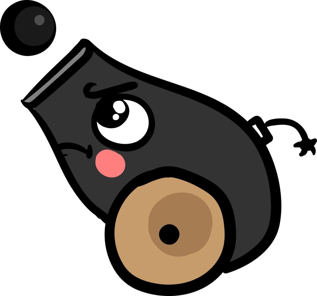 Angry cannon, illustration, vector on white background