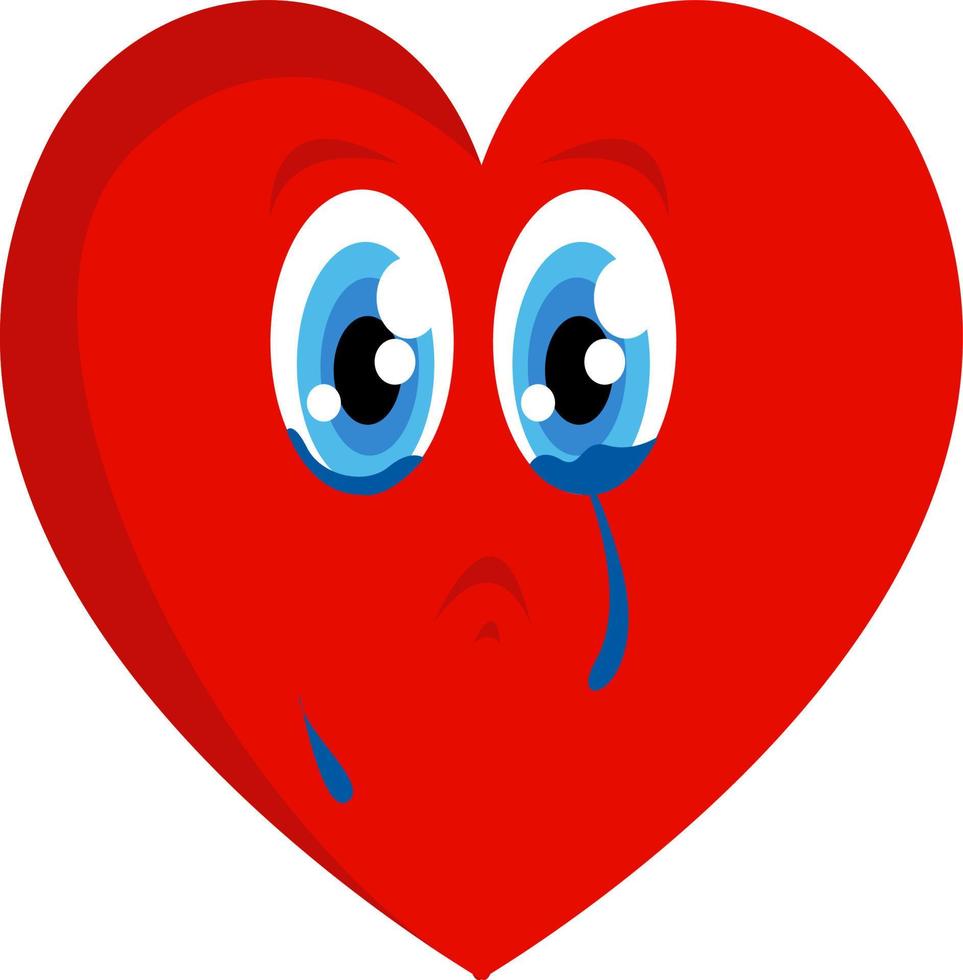 Crying heart, illustration, vector on white background.