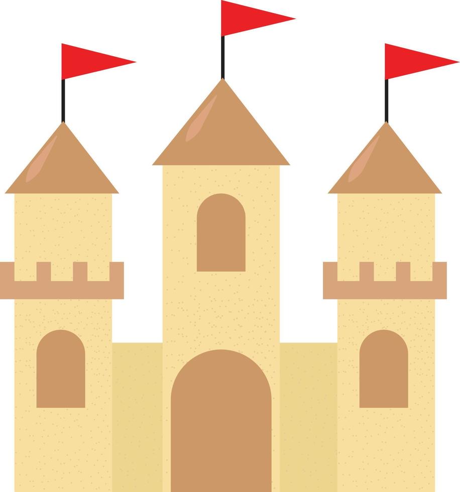 Castillo de arena, ilustración, vector sobre fondo blanco.