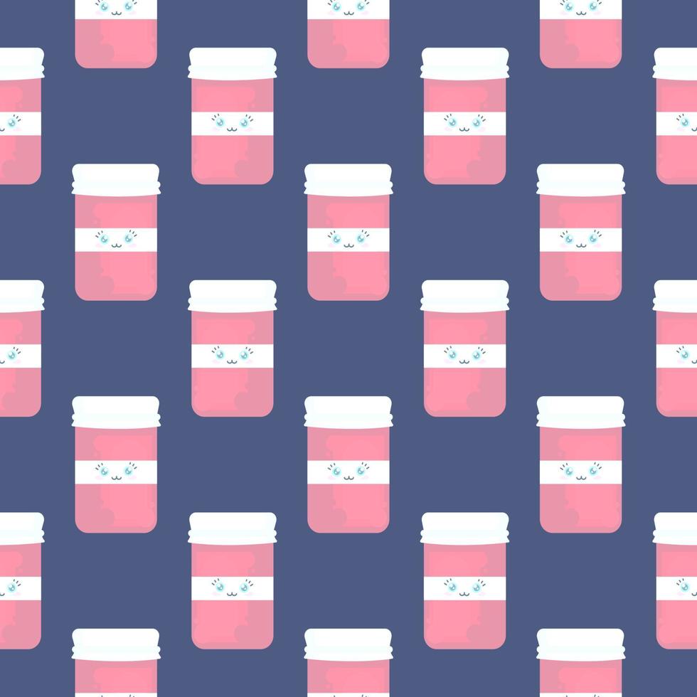 Pink jar , seamless pattern on a blue background. vector