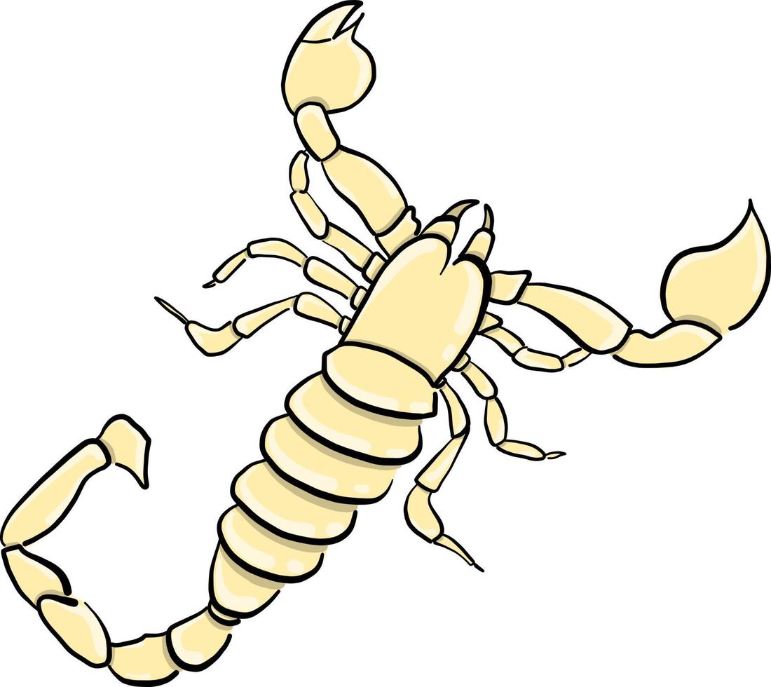 Yellow scorpion , illustration, vector on white background