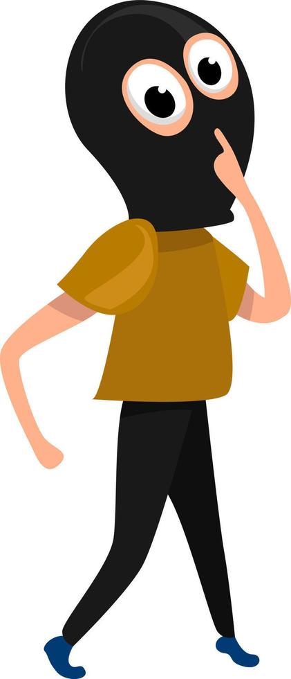 Thief with mask , illustration, vector on white background