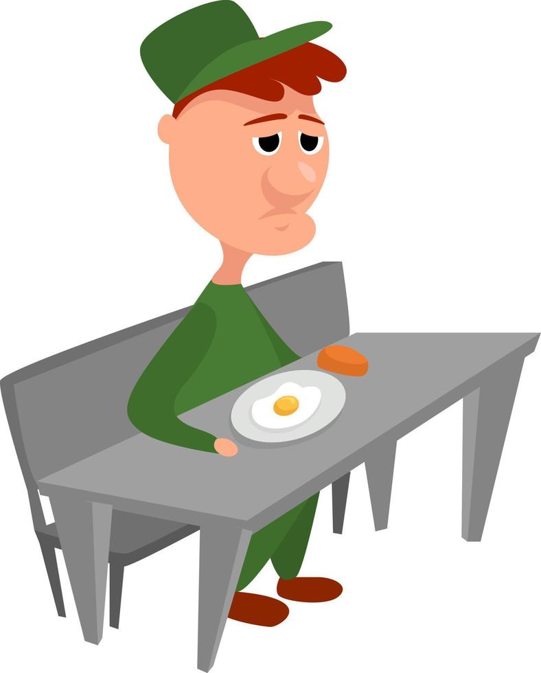 Man in canteen, illustration, vector on white background