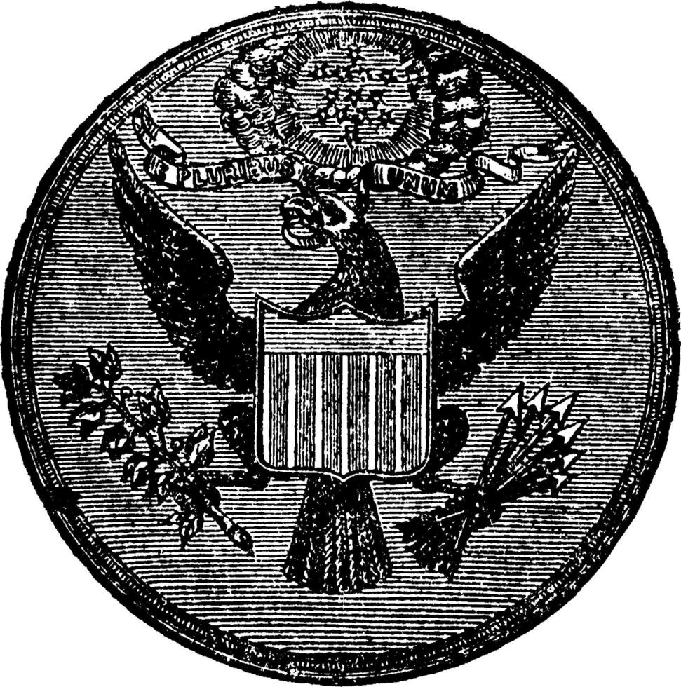 The Eagle is a gold coin of the United States, vintage illustration vector