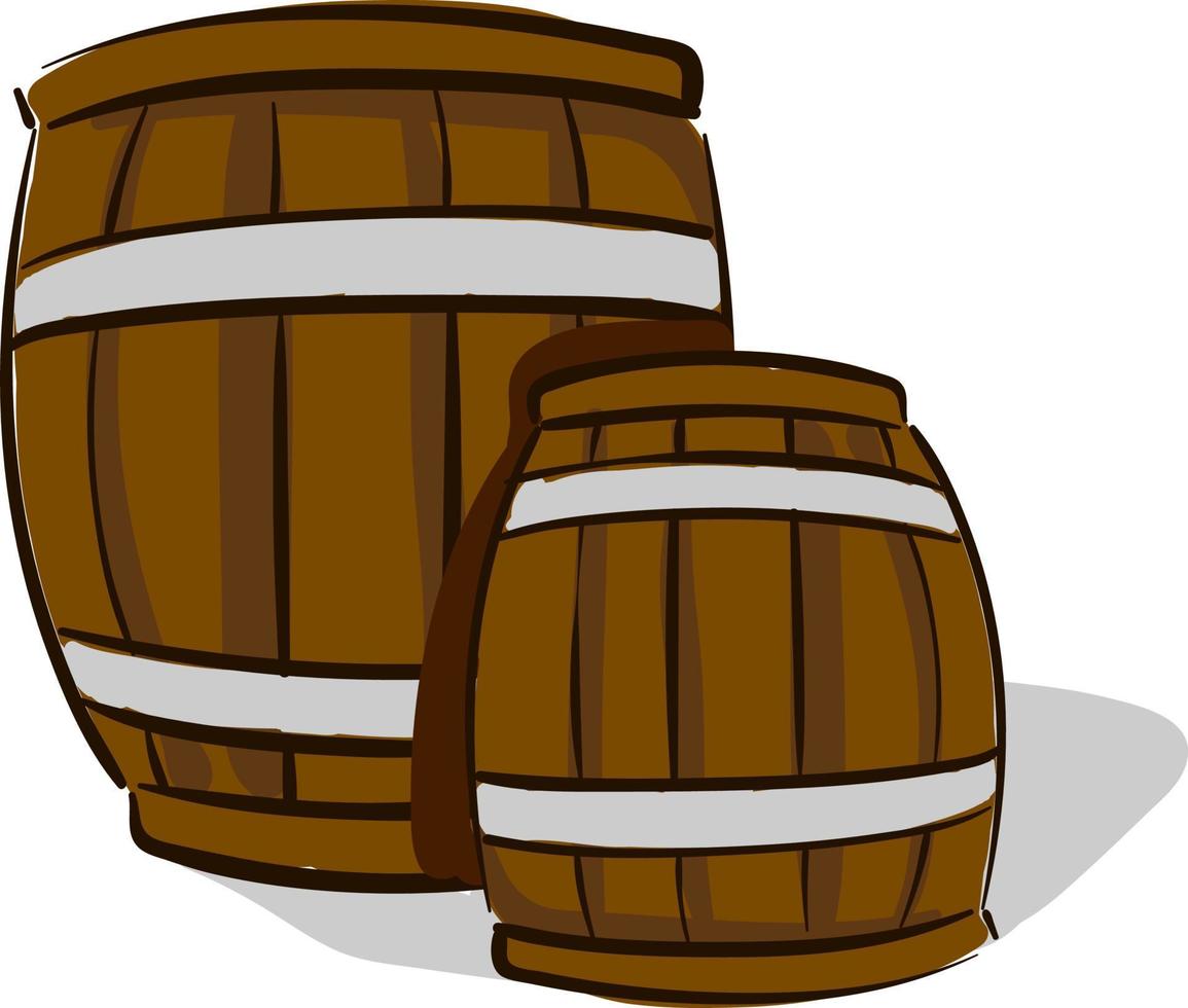 Barrels, illustration, vector on white background.