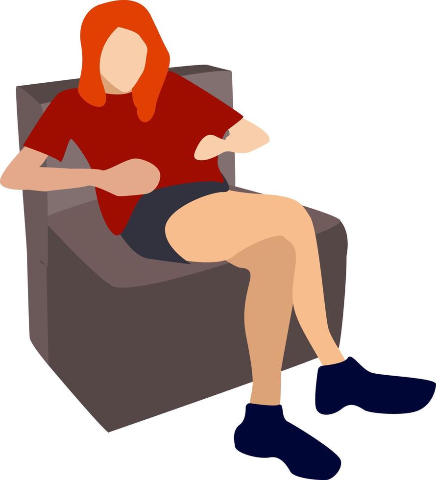 Girl in sofa, illustration, vector on white background.