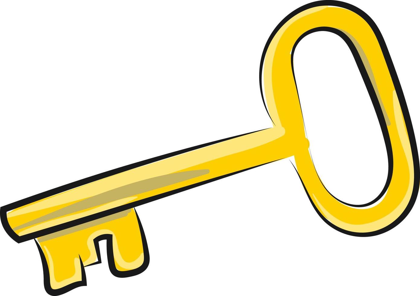 Gold key, illustration, vector on white background.