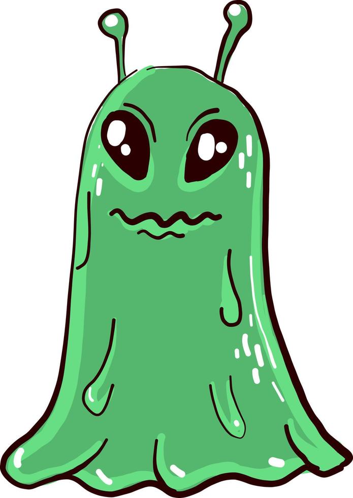 Scared green alien, illustration, vector on white background