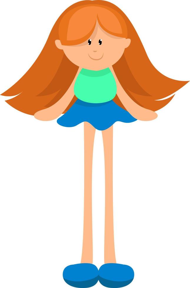 Doll with long hair, illustration, vector on white background.