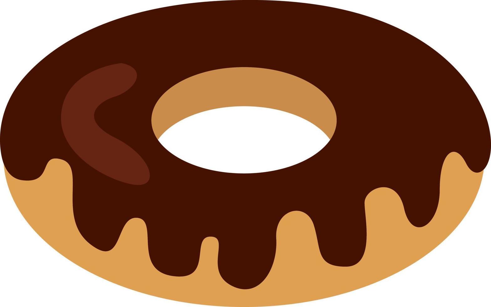 Donut glaseado de chocolate, ilustración, vector sobre fondo blanco.