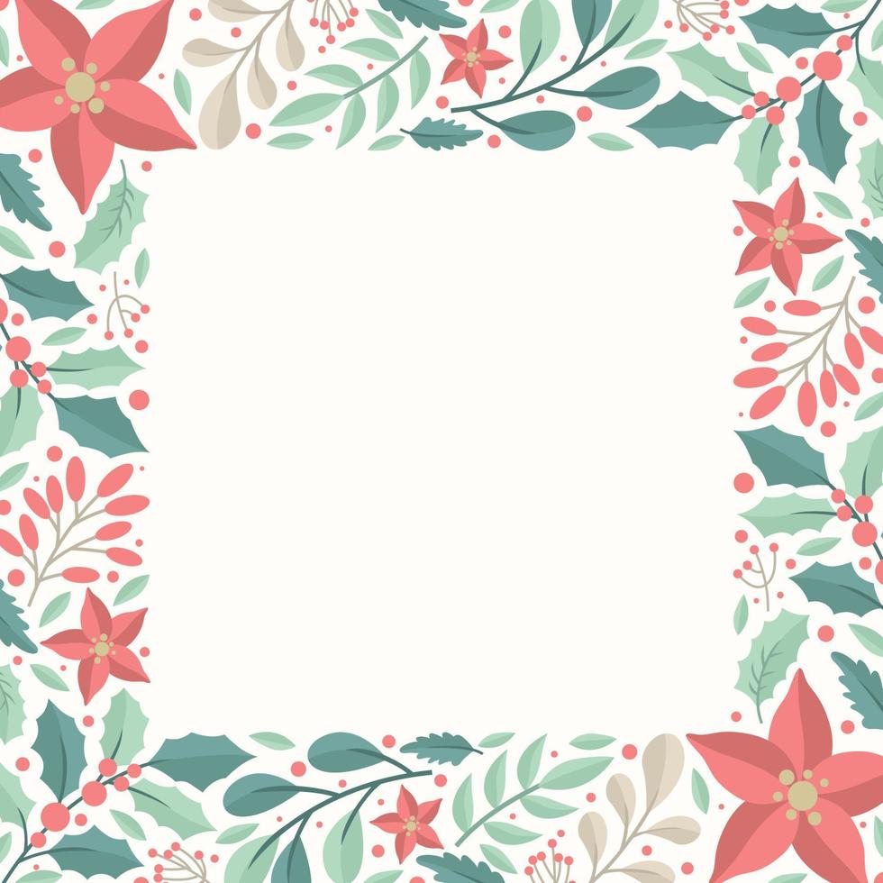 Winter Floral And Nature Plant Hand Drawn Border vector