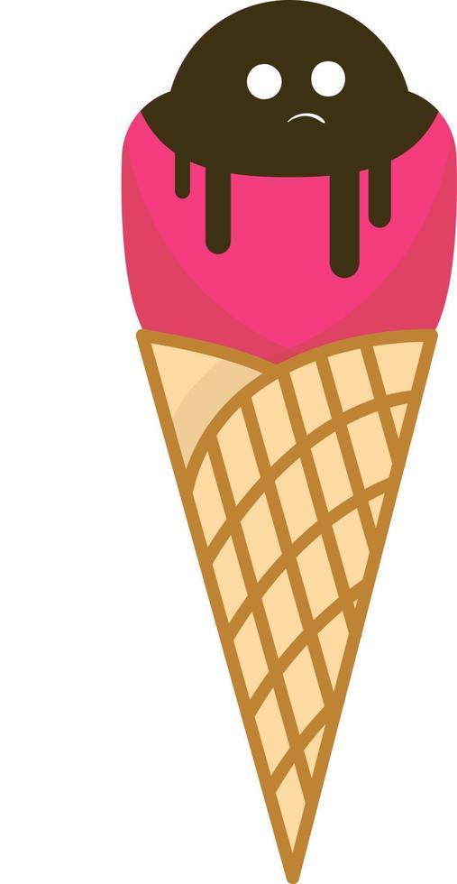 Ice cream with eyes, illustration, vector on white background