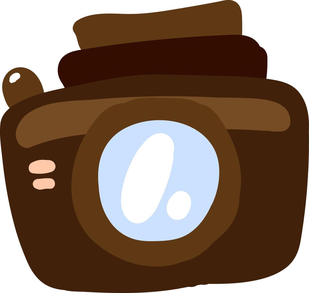 Brown camera, illustration, vector on white background.