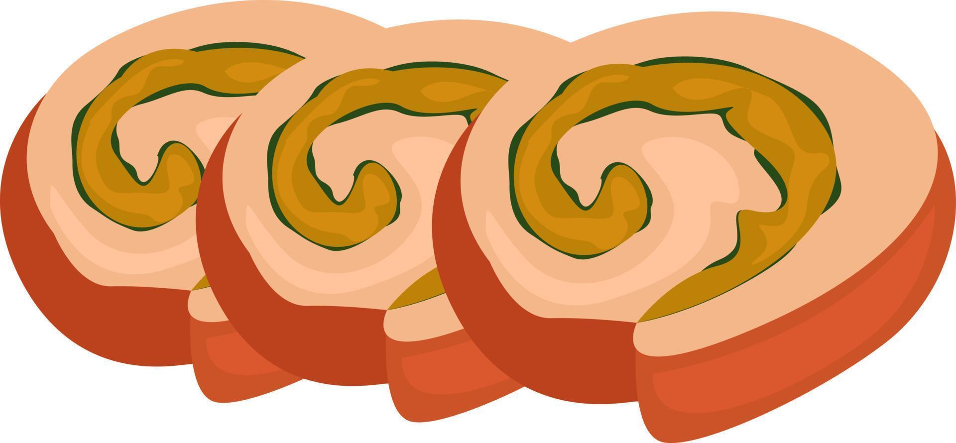 Meatloaf pieces, illustration, vector on white background
