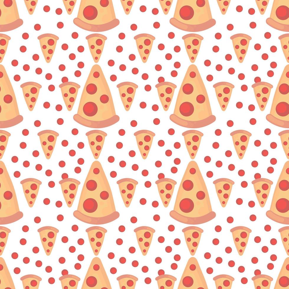 Pizza slice pattern, illustration, vector on white background.