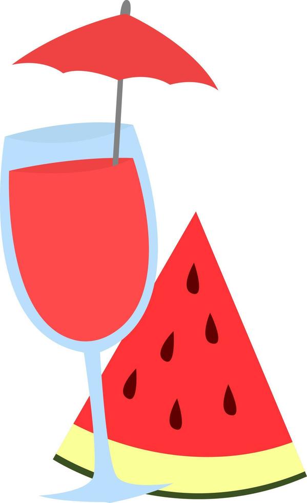 Watermeloin smoothie, illustration, vector on white background.