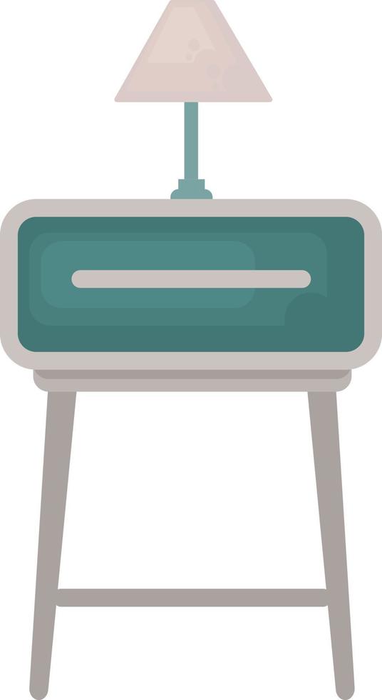 Nightstand with lamp, illustration, vector on white background.